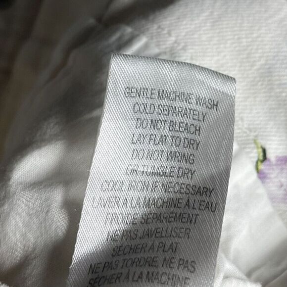 PARKER Womens Ivory Floral Denim Bustier Snap-Front Crop Top EUC Ivan Sz Large L - Picture 10 of 10